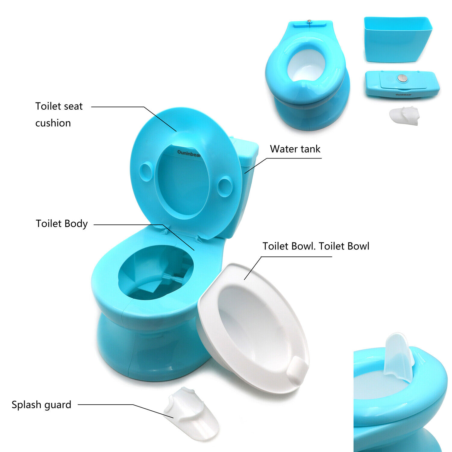 Plastic Portable Toddler Potty Training Toilet With Flushing Sound Baby